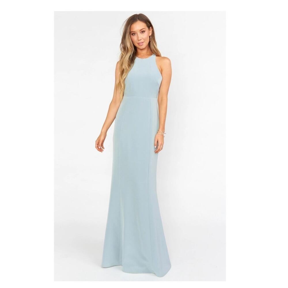 Show Me Your MuMu Chicago High Neck Gown, Size: XL Silver Sage